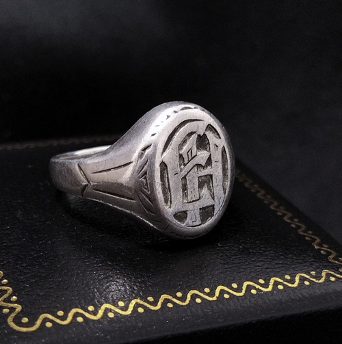 Vintage Silver Signet Ring 「EH」Germany