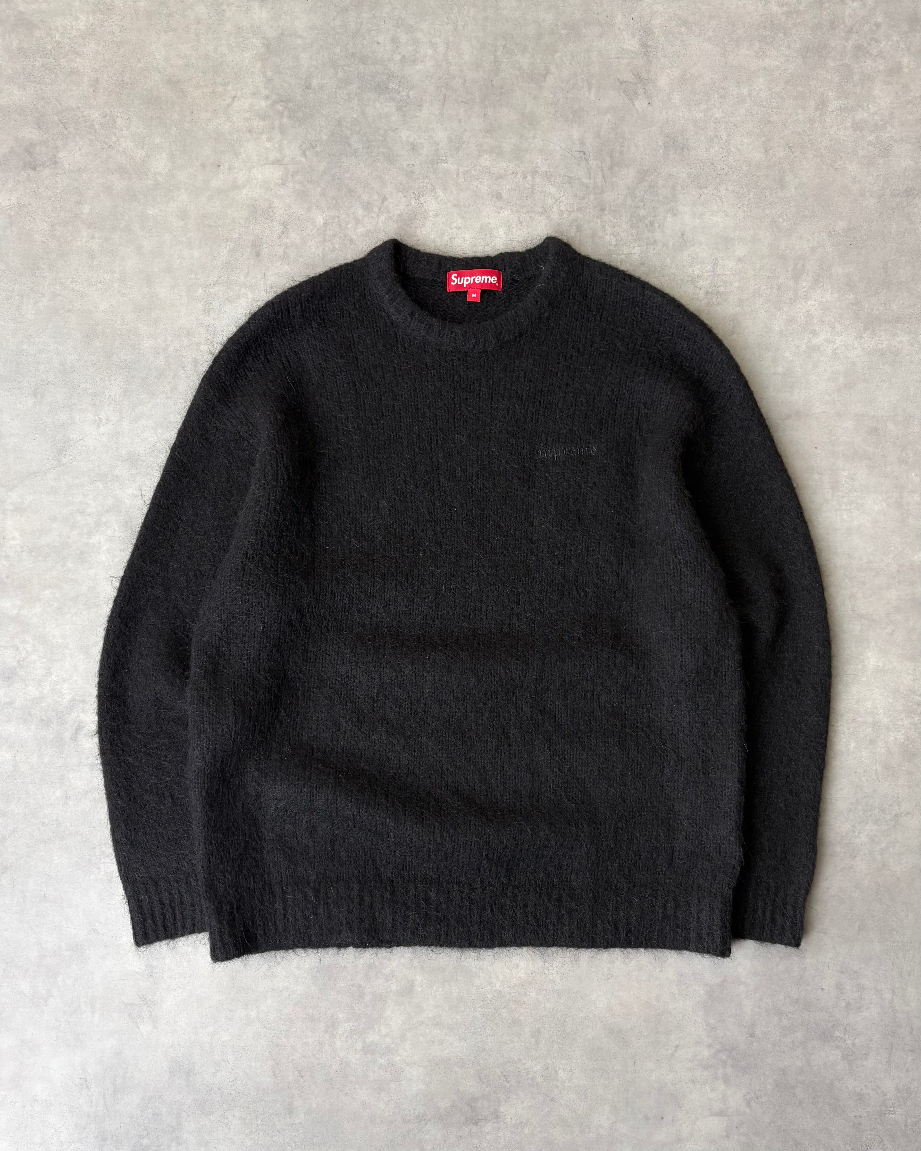 22AW SUPREME Embroidery Logo Black Mohair Knit