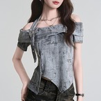 off shoulder belt tops / l0549