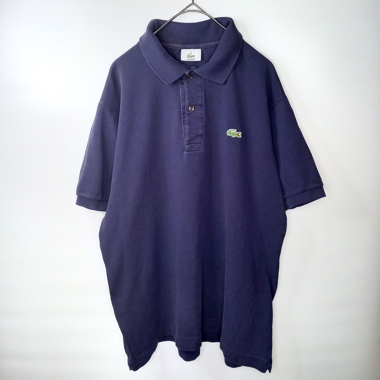 ラコステ　ポロシャツ　刺繍ロゴ　シェルボタン　ユーロ古着　ネイビー　4サイズ