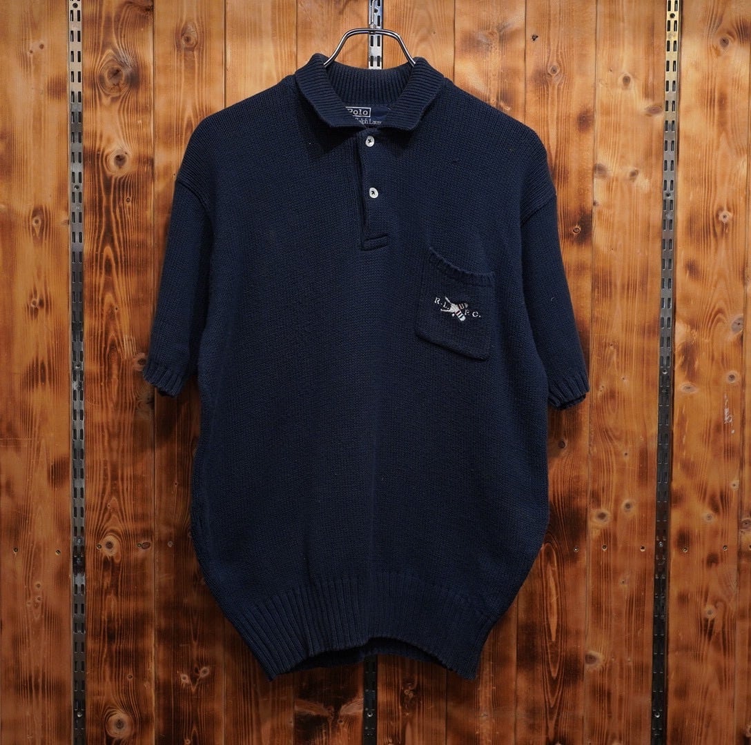 90s ralphlauren r.l.p.c. コットン ニット ポロシャツ M/ラルフローレン