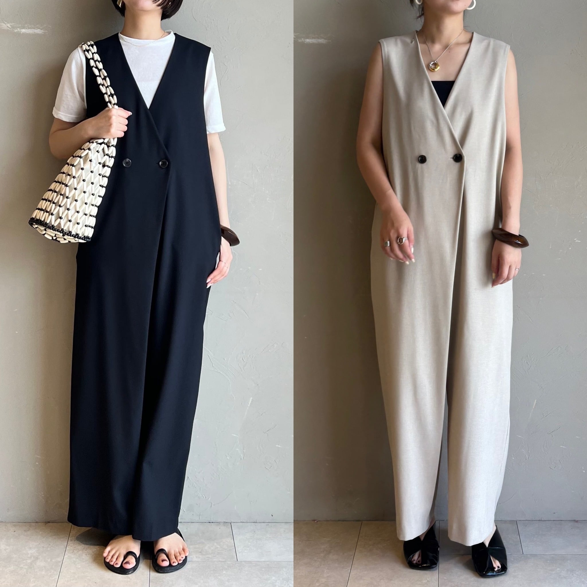 CLOCHE 】麻調Vネックコンビネゾン | valance 福井｜レディース