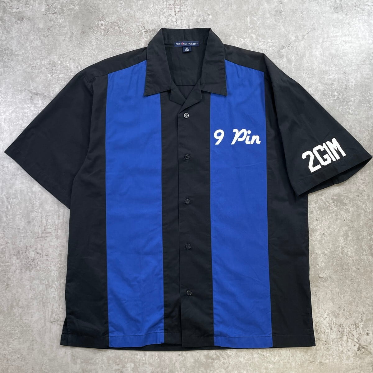70-80'ボウリングシャツ PORT AUTHORITY ツートンカラー 開襟 ボウリングシャツ メンズM 古着