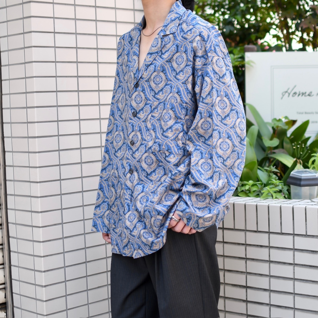 paisley pattern cotton pajama shirt