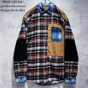 "DSQUARED2"patchwork custom design check shirt