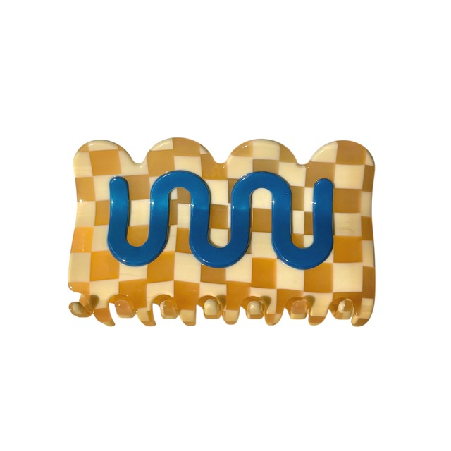 Wriggle Clip/ Pink Checker Blue