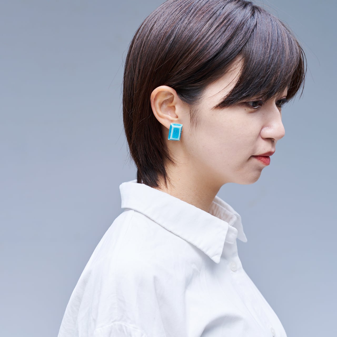 陶磁器ピアス/イヤリング 〈FUDGE×瑞光窯〉 No.009 Turquoise | ZUIKOU