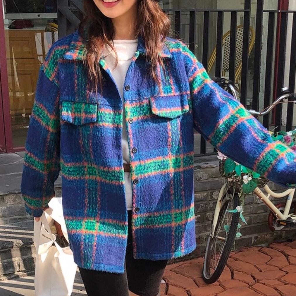 チェック柄 オーバーサイズ シャツジャケット SA10116