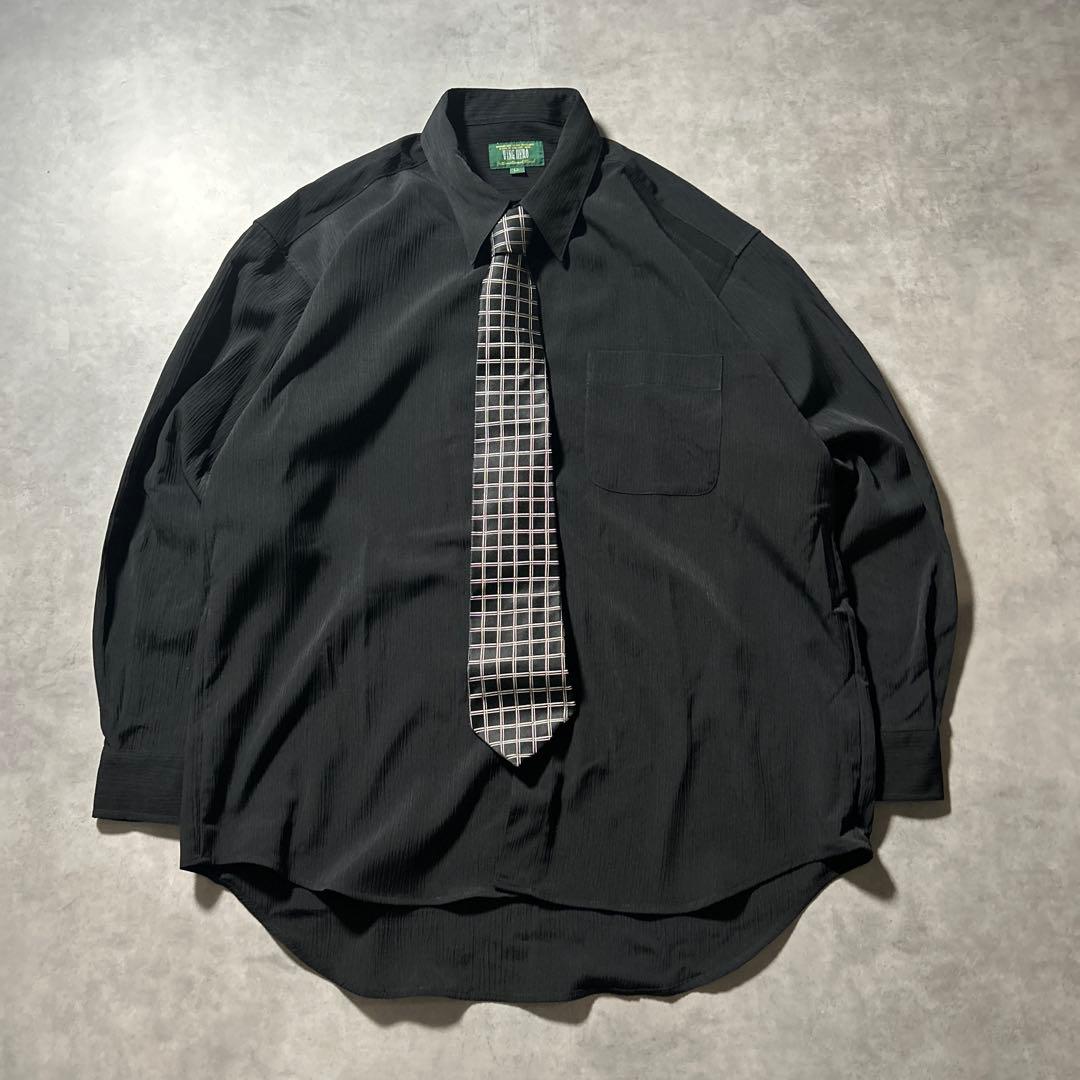 ブラック モード ドット柄 ネクタイ モノトーン シャツ セット レトロ