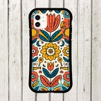 受注生産 iPhoneケース 黄色い花と葉の民芸パターン｜ボタニカル PSYF070A