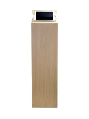 【受注生産】iPad床置きフロアスタンド・木目【 T11 】● 10.2インチ iPad用 | 受付案内システムのiPad盗難防止受付台に対応
