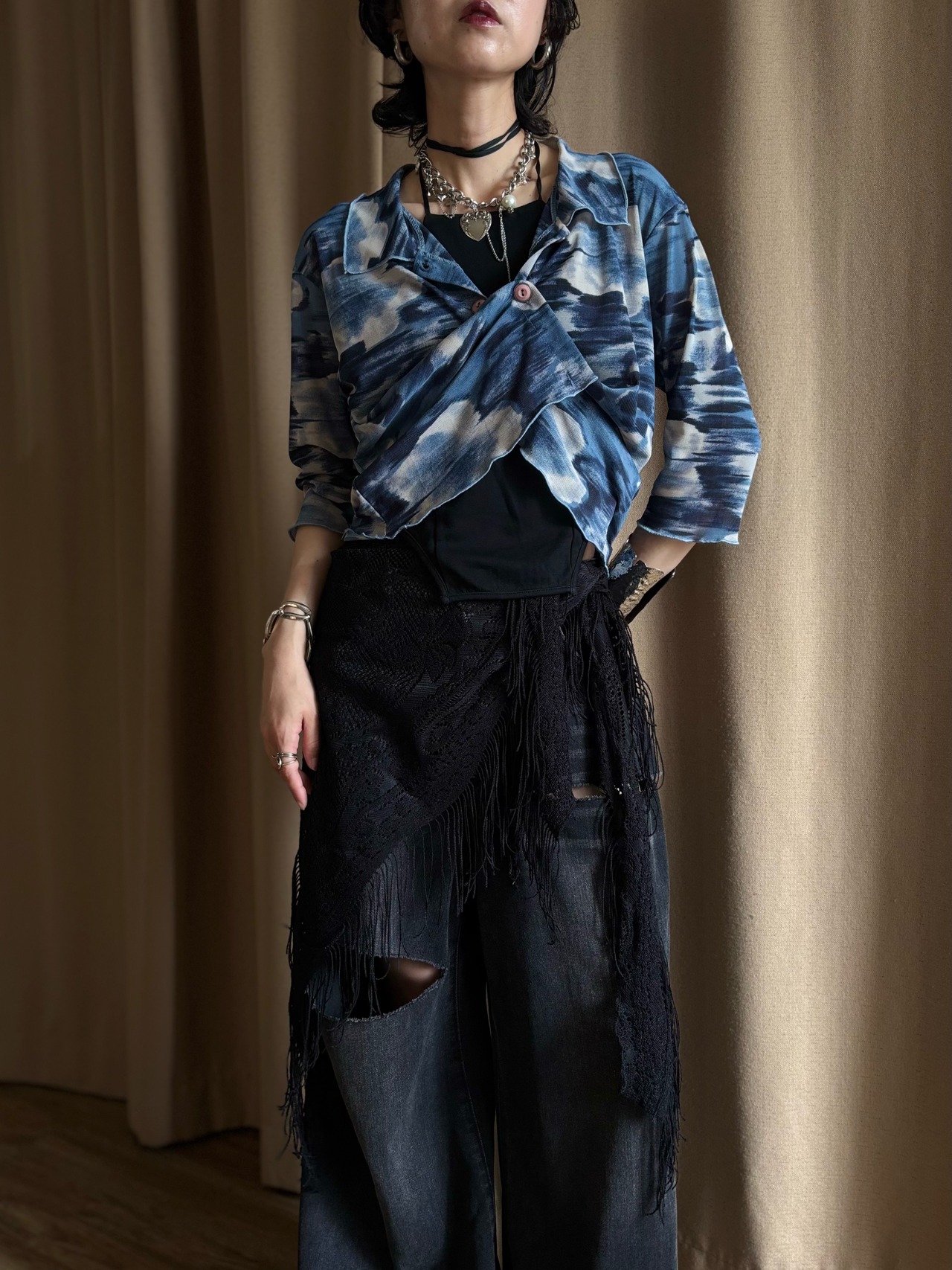 watercolor abstract stretch shirt-5299-7