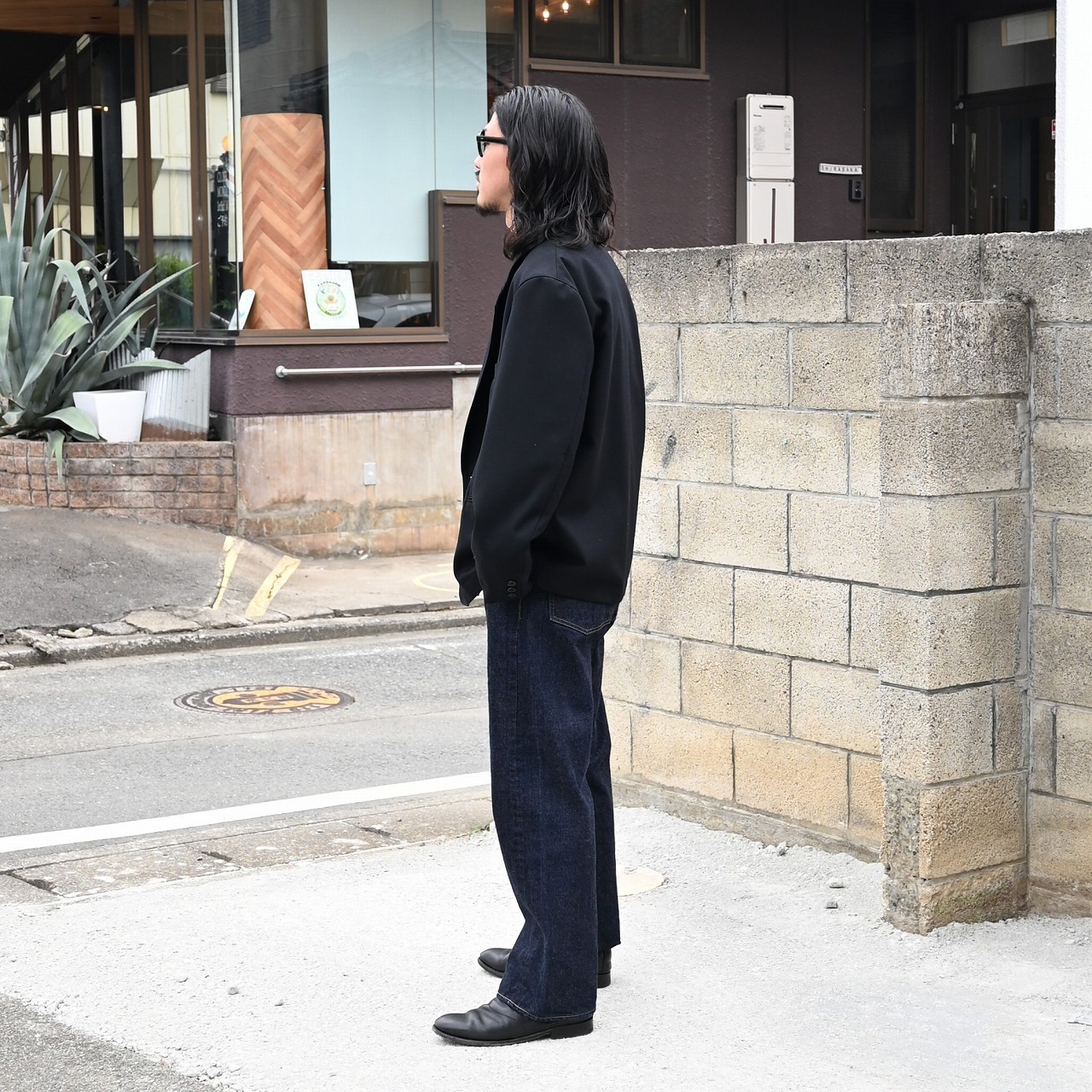 ジャカードツイード生地を使用したハンティングオーバーコート