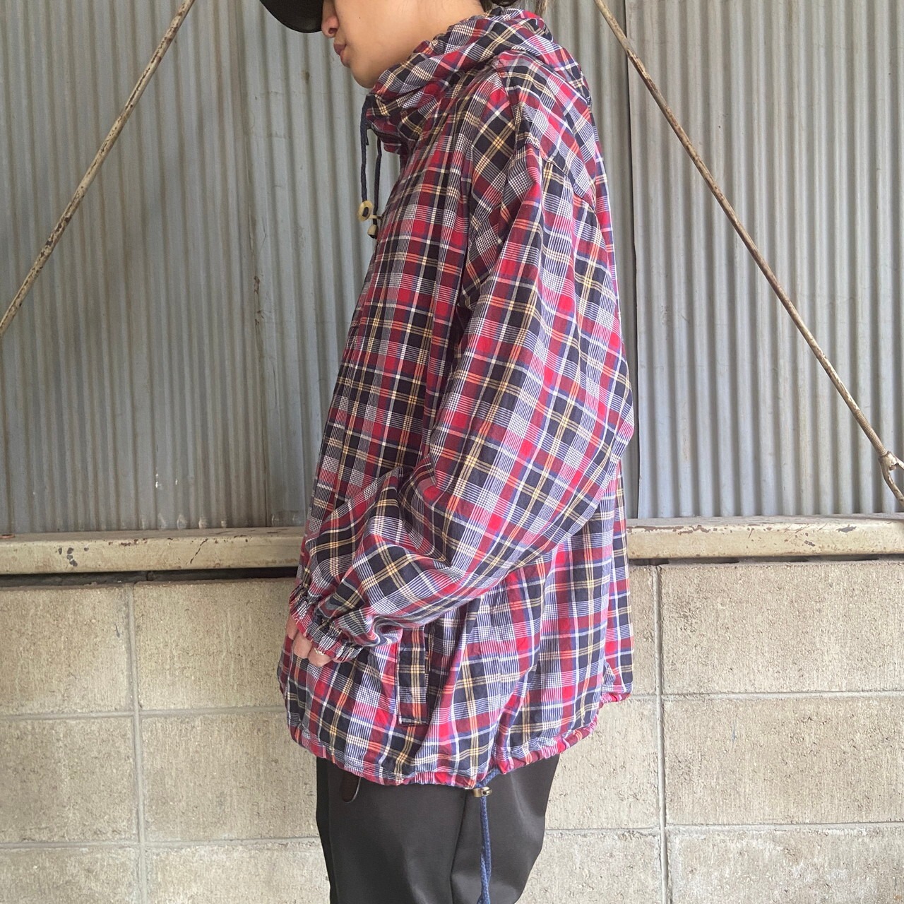90年代〜00年代 Eddie Bauer エディーバウアー チェック ハーフジップ 