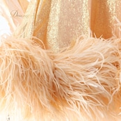 社交ダンス 衣装 スタンダードドレス ワンピース ドレス ファー 茶色 ゴールド 金 ブラウン デモ 競技 ダンス パーティ 発表会 ブラウン系 ゴールド系 お洒落 フワフワ エレガント レディース 発表会衣装 大人用 ステージ衣装 パフォーマンス コスチューム 競技会用