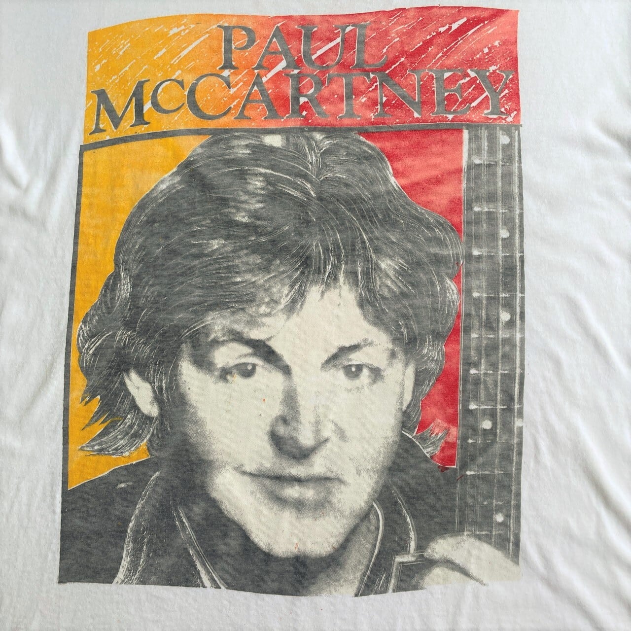 Vintage Rock Item ヴィンテージロックアイテム Tシャツ サイズ：L Paul McCartney ポール・マッカートニー THE NEW WORLD TOUR BROCKUMボディ USA製 ブロッカム アメリカ製 90s ホワイト 白 トップス 半袖 クルーネック シングルステッチ シンプル ブランド【メンズ】