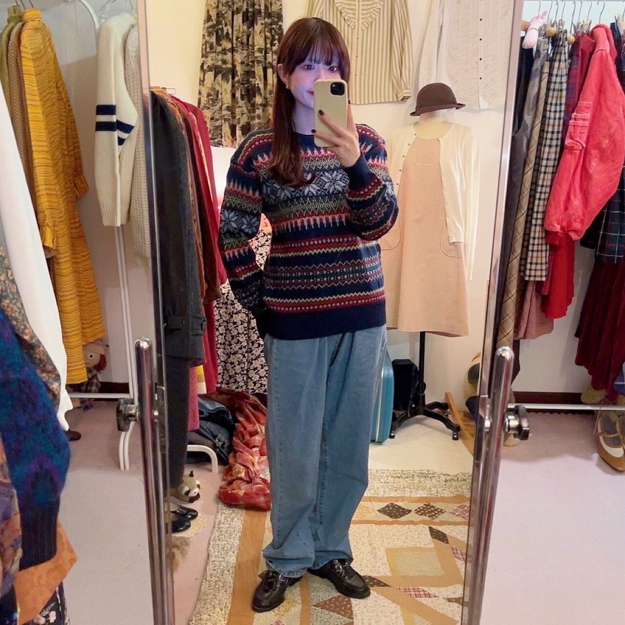 blue snow crystal nordic sweater