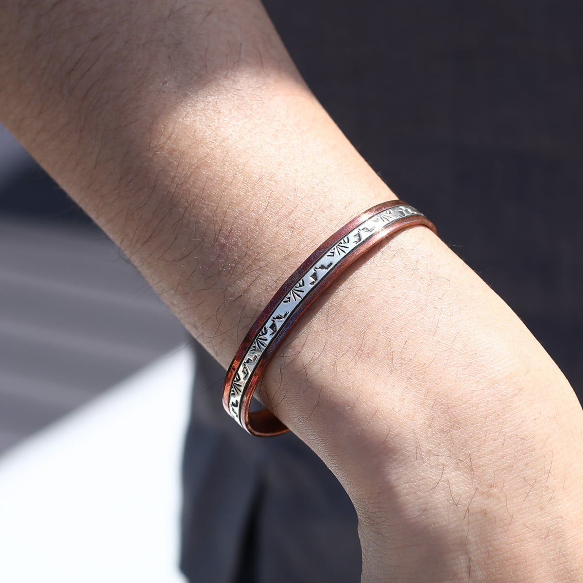 インディアンジュエリー　ワイリーセカテロ　バングル　シルバー925 Wylie Secatero ワイリー セカテロ Stumpwork Bangle スタンプワーク