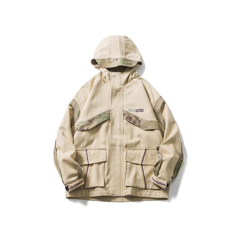 【新作】【送料無料】 Yidaoヴィンテージ20秋ニュースタイルeseパーソナリティステッチカッティングクラフトレタープリントカジュアルフード付きジャケットメンズ-アリババ オータム 秋物 ビンテージ hip6-161148416619045