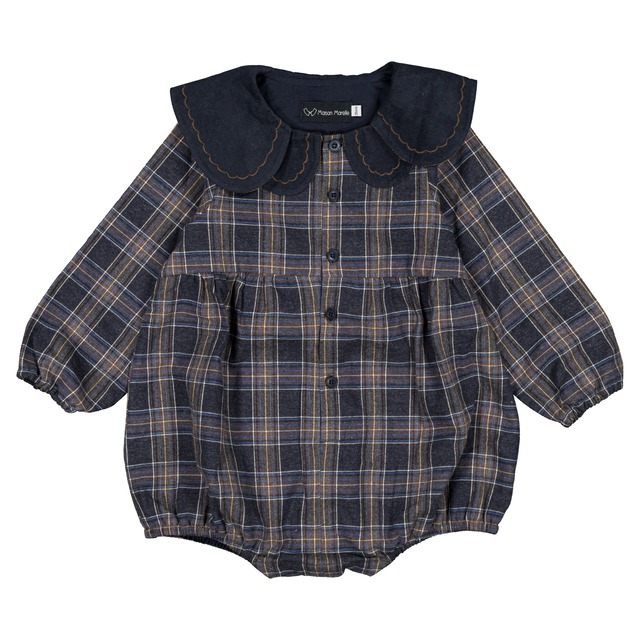 予約【Maison Marelle】Romper LOTA - blue tartan / 11月上旬以降入荷