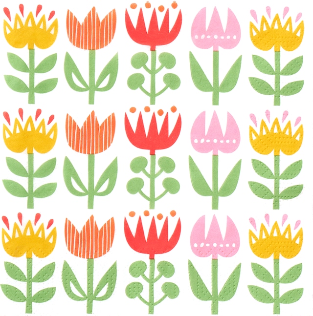 予約商品｜7月下旬入荷｜北欧【KLIPPAN】バラ売り1枚 ランチサイズ ペーパーナプキン Tulip ウォーム BENGT&LOTTA ベングト&ロッタ