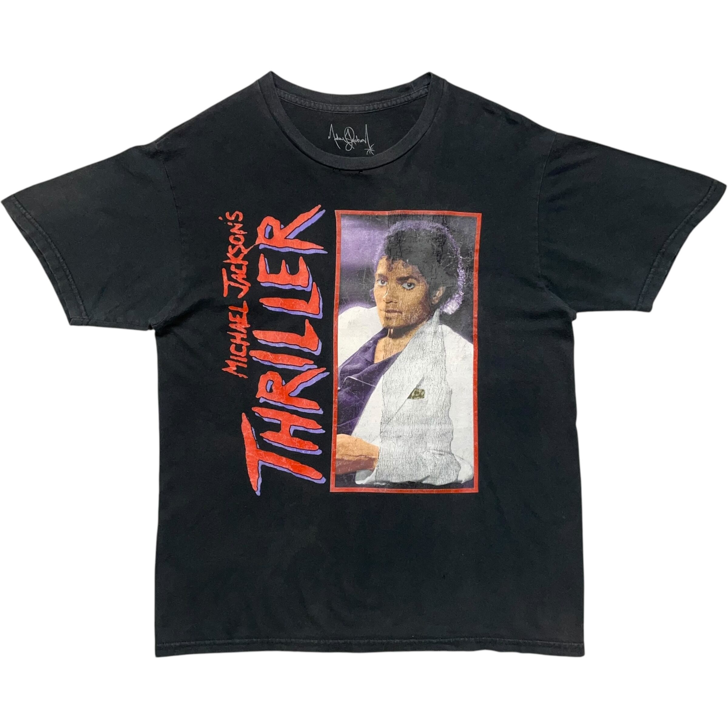 《M》 マイケルジャクソン ミュージックTシャツ スリラー プリント ブラック no.7451