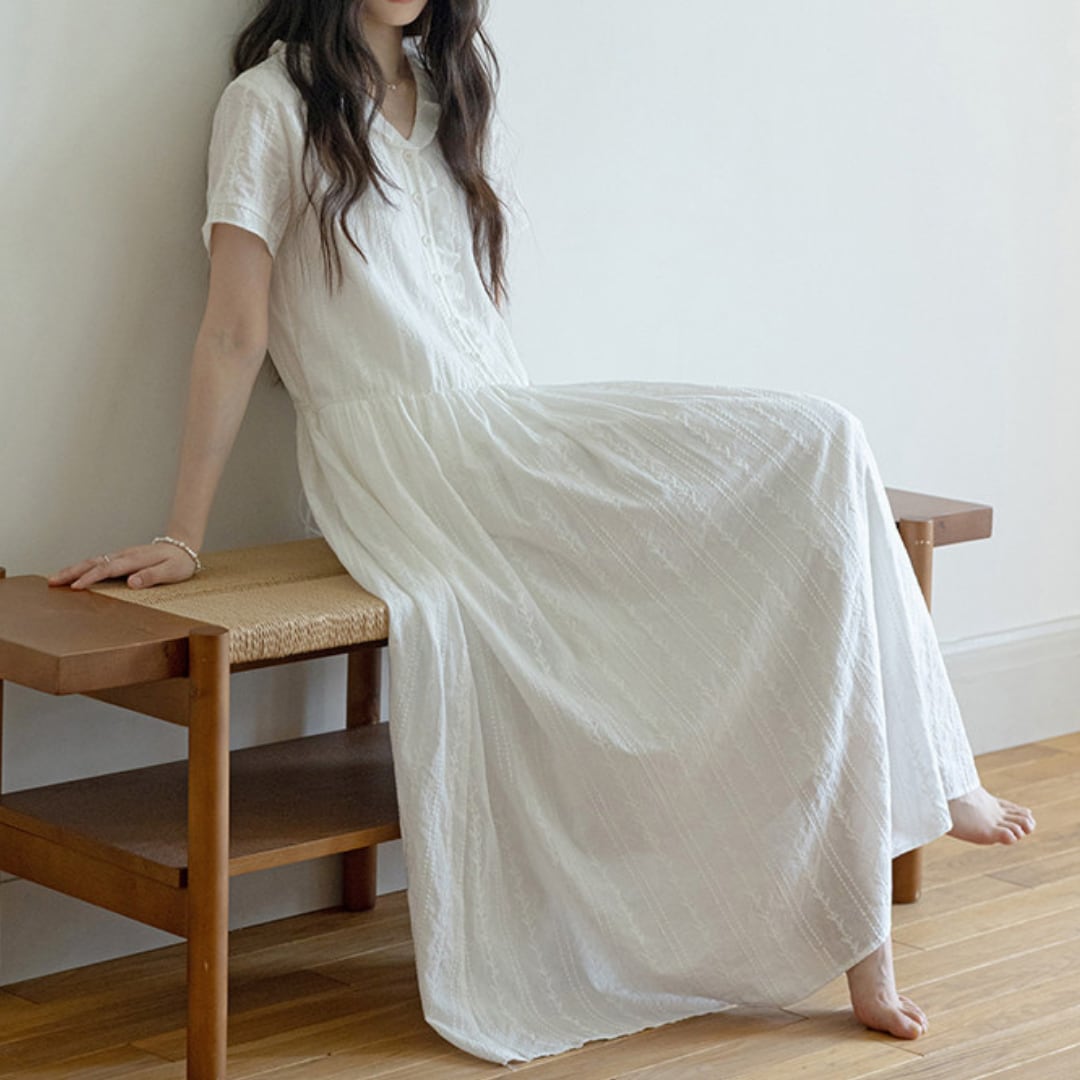 embroidered lace short sleeve dress