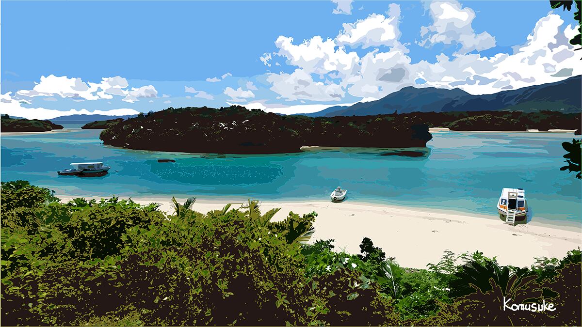 ◎01-024_Ishigaki-Kabira Bay(komusuke graphic)
