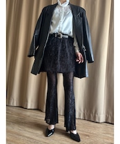 MAX&Co. black shaggy mini skirt-4516-2