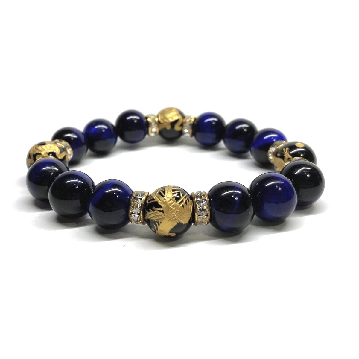 ブルークラック水晶ブルーキャッツアイブルータイガーアイ天然石開運金  