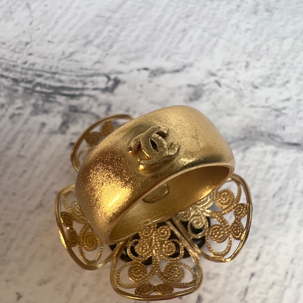 CHANEL シャネル ココマーク カメリアリング 01A  指輪 ゴールド A-9428