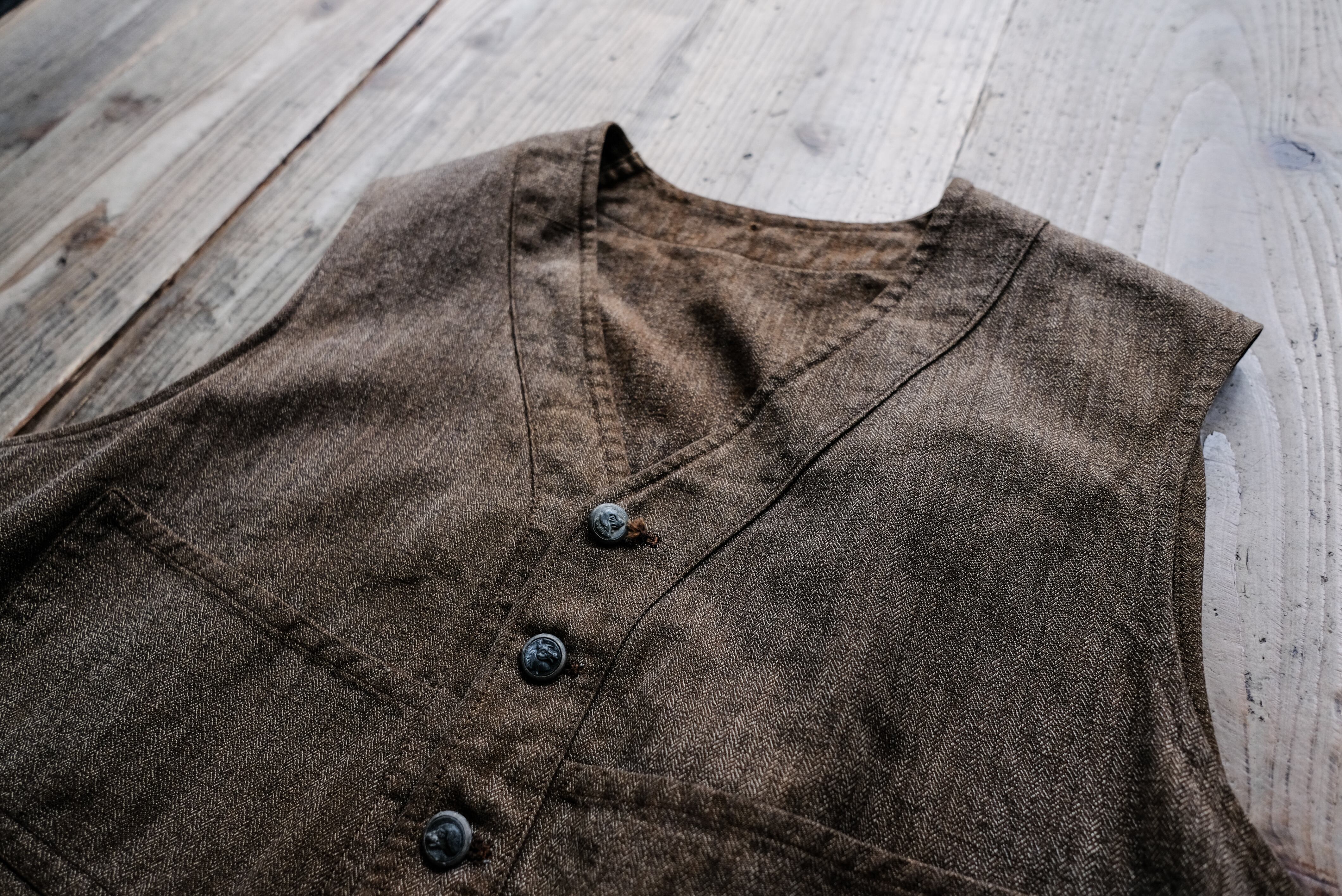 1920−1930s フランス ブラウンシャンブレーハンティングベスト