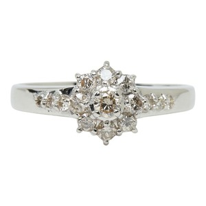 Pt900 プラチナ ダイヤモンド ダイヤ0.50ct フラワーモチーフ リング 指輪 レディース 16号 【中古】