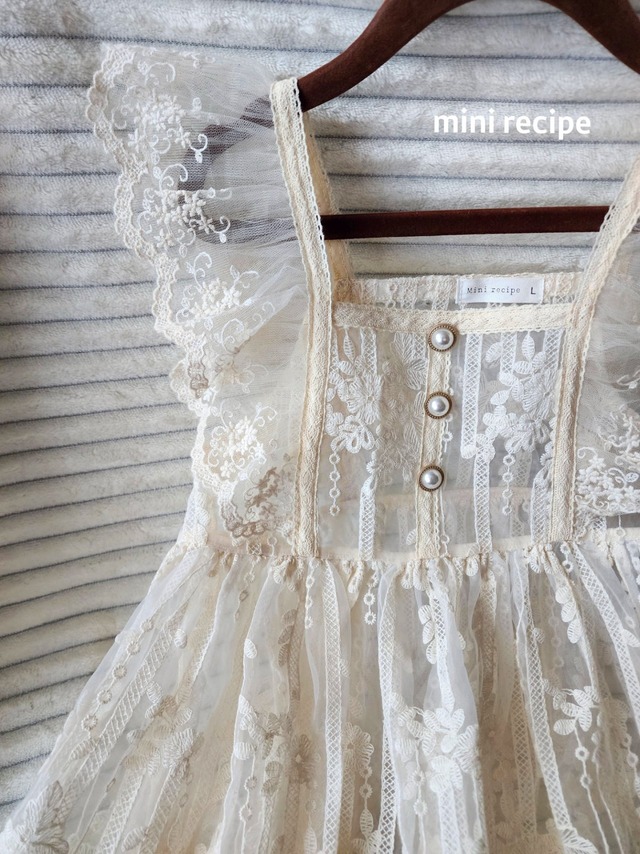 【即納】<mini recipe>  Lace bustier one-piece