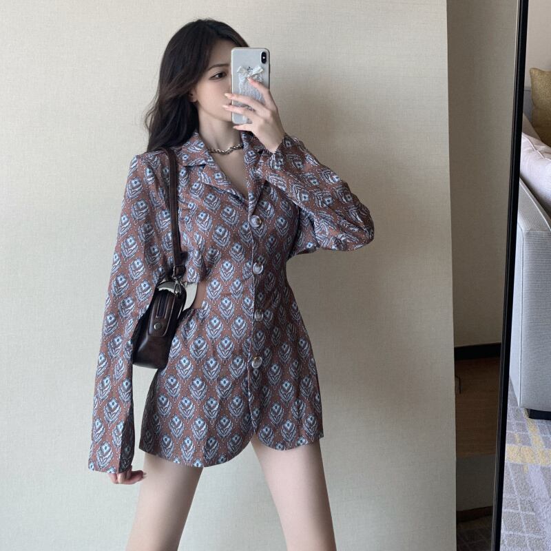 スタイルミドル丈デザインスーツレディースサマールーズ長袖スモールスーツ2020ニュージャケットシントップ ブラックストロベリース29530330371