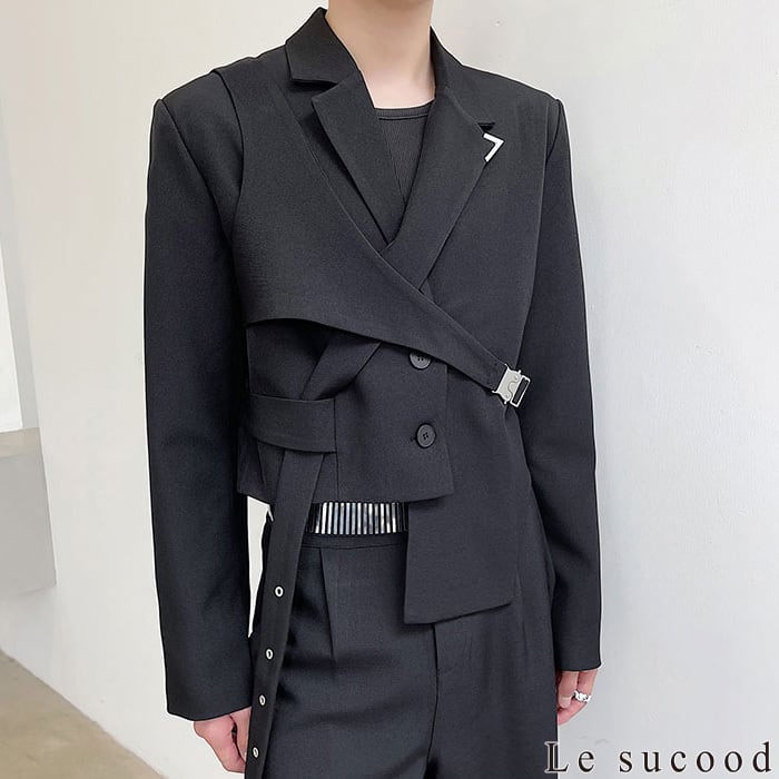 Le sucood】【お支払い確認後20日以内発送】重ね着風アシメショート