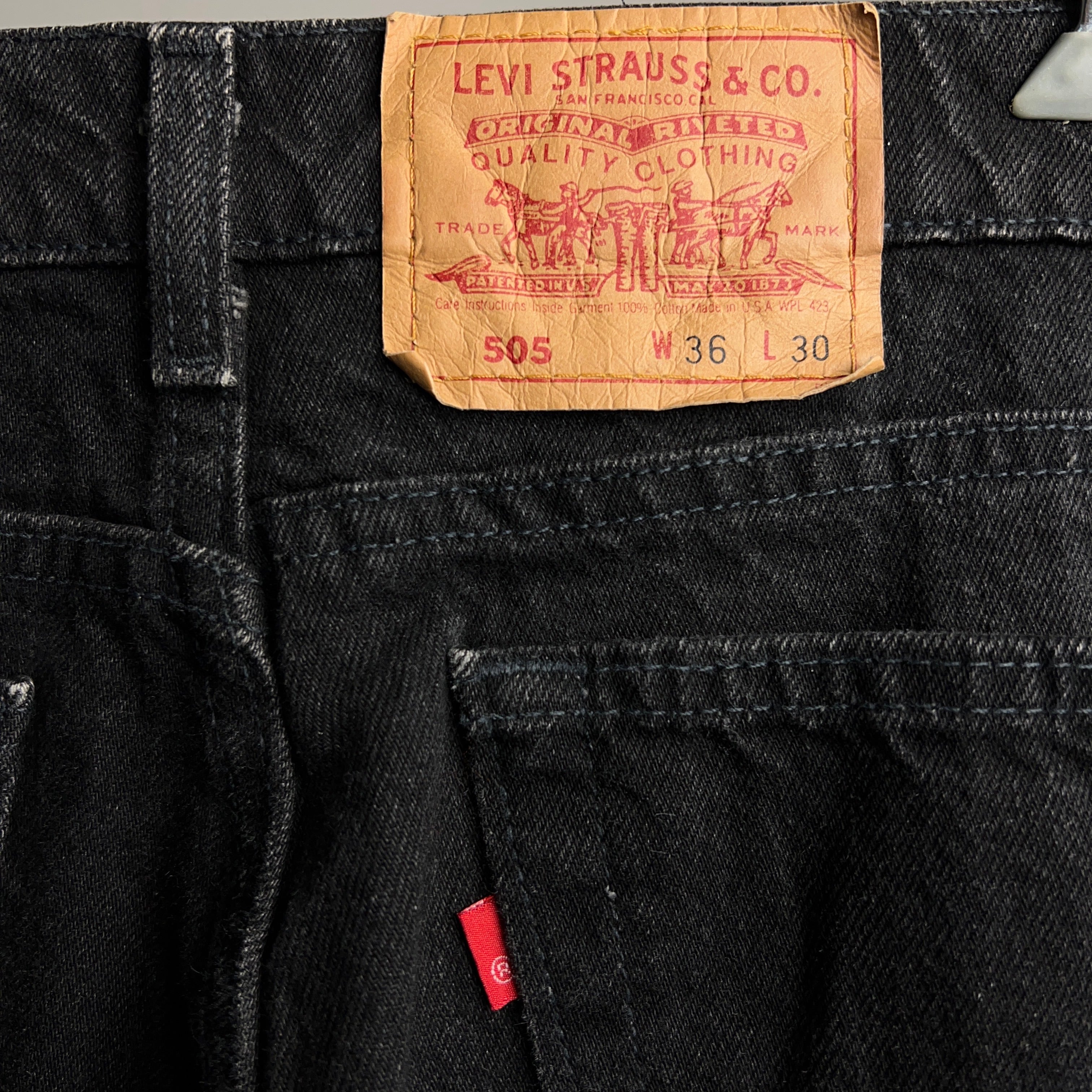 W36L29 リーバイス505 ブラックデニム Levi'sジーンズ 後染め