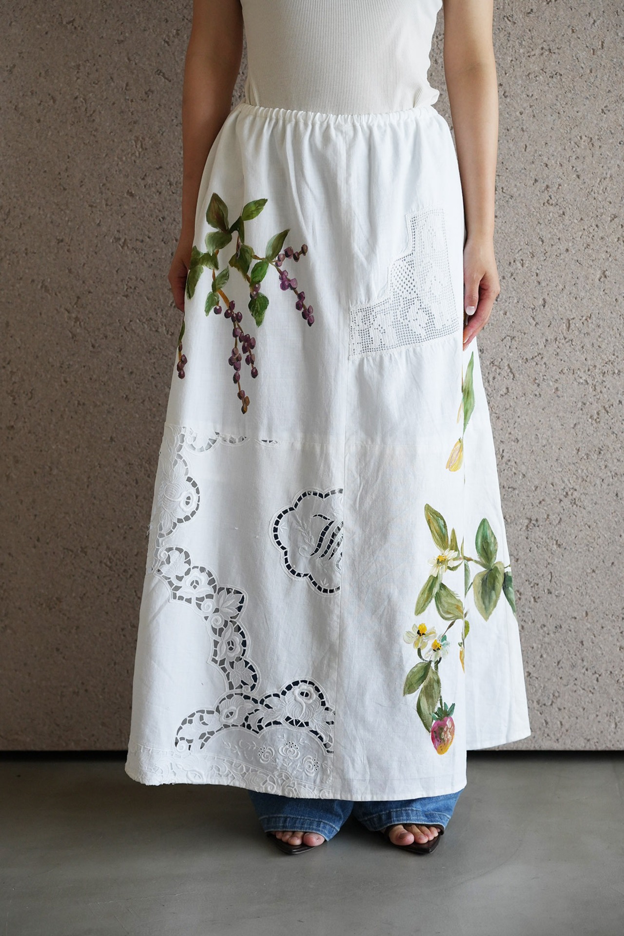 vintage lace skirt white*strawberry