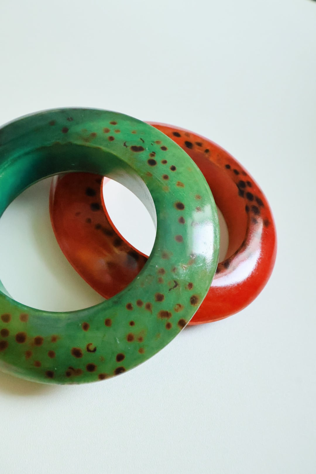 vintage Forest Green & Rust Speckle Bangles