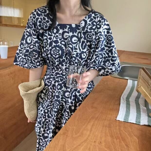 単色花柄マキシワンピース　AJ22008-6610