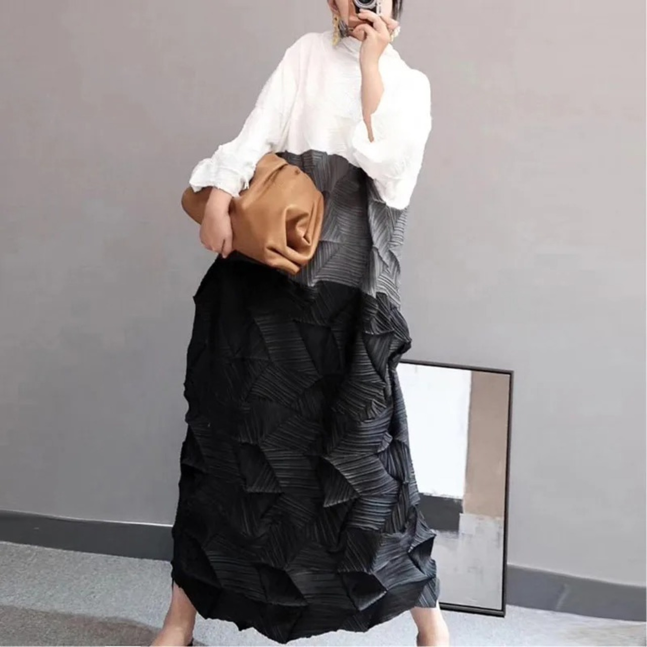 Irregular Pleated Pullover Dress / イレギュラー プリーツ プルオーバー ドレス ワンピース