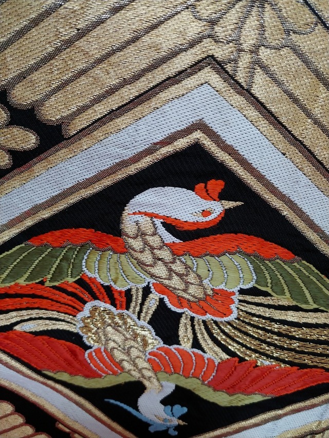 0809111 袋帯 黒字ひし形唐花紋 | yukiwajapan