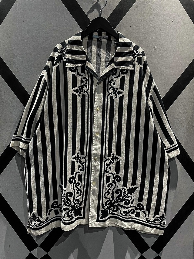【X VINTAGE】Stripe × European Design Loose Linen S/S Shirt