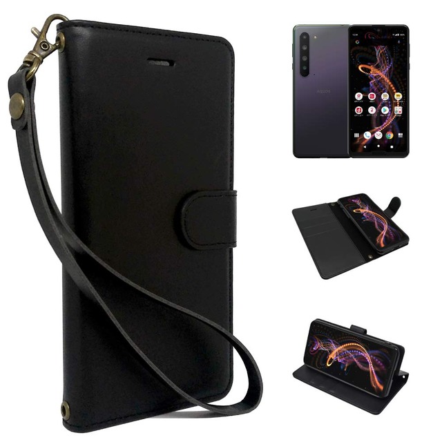 シズカウィル AQUOS R5G SH-51A SHG01 手帳型 ケース カバー グレイスケース リッチブラック 1個入り