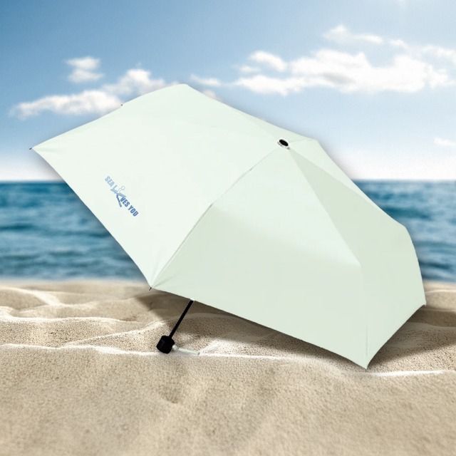 SEA LOVES YOU ロゴ-遮光折りたたみ傘(オリーブ)