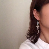 アマゾンナイト ×シルバー アシンメトリーピアス / イヤリング / サージカルステンレス