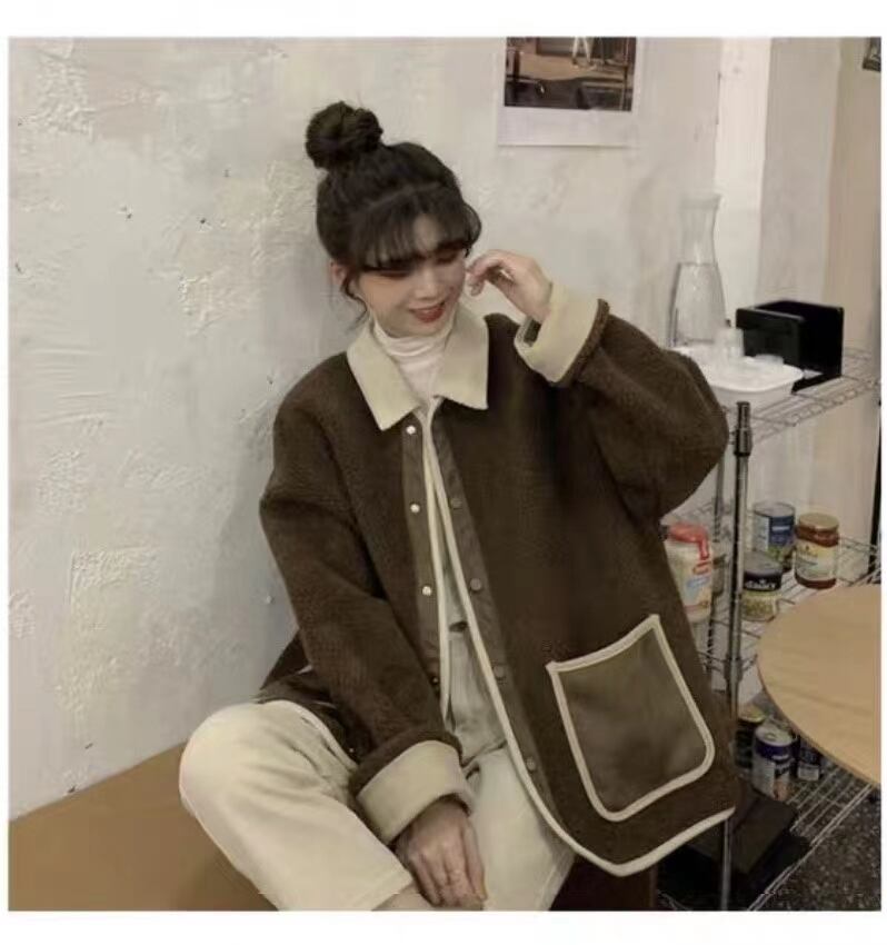 配色ボアジャケット　AJ33167-5106