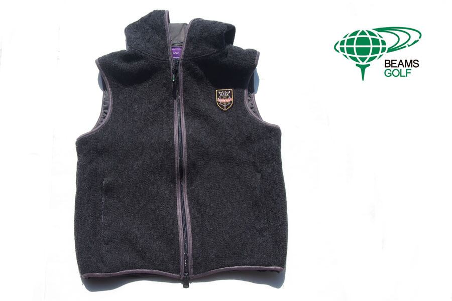 【中古】ビームスゴルフ|Beams Golf|フード付き中綿ニットベスト|S
