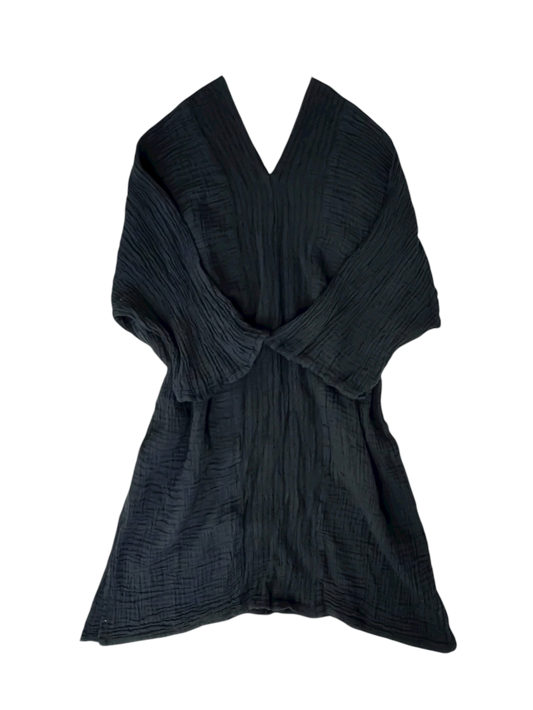 ダブルガーゼ チュニックドレス ブラック | Purushana