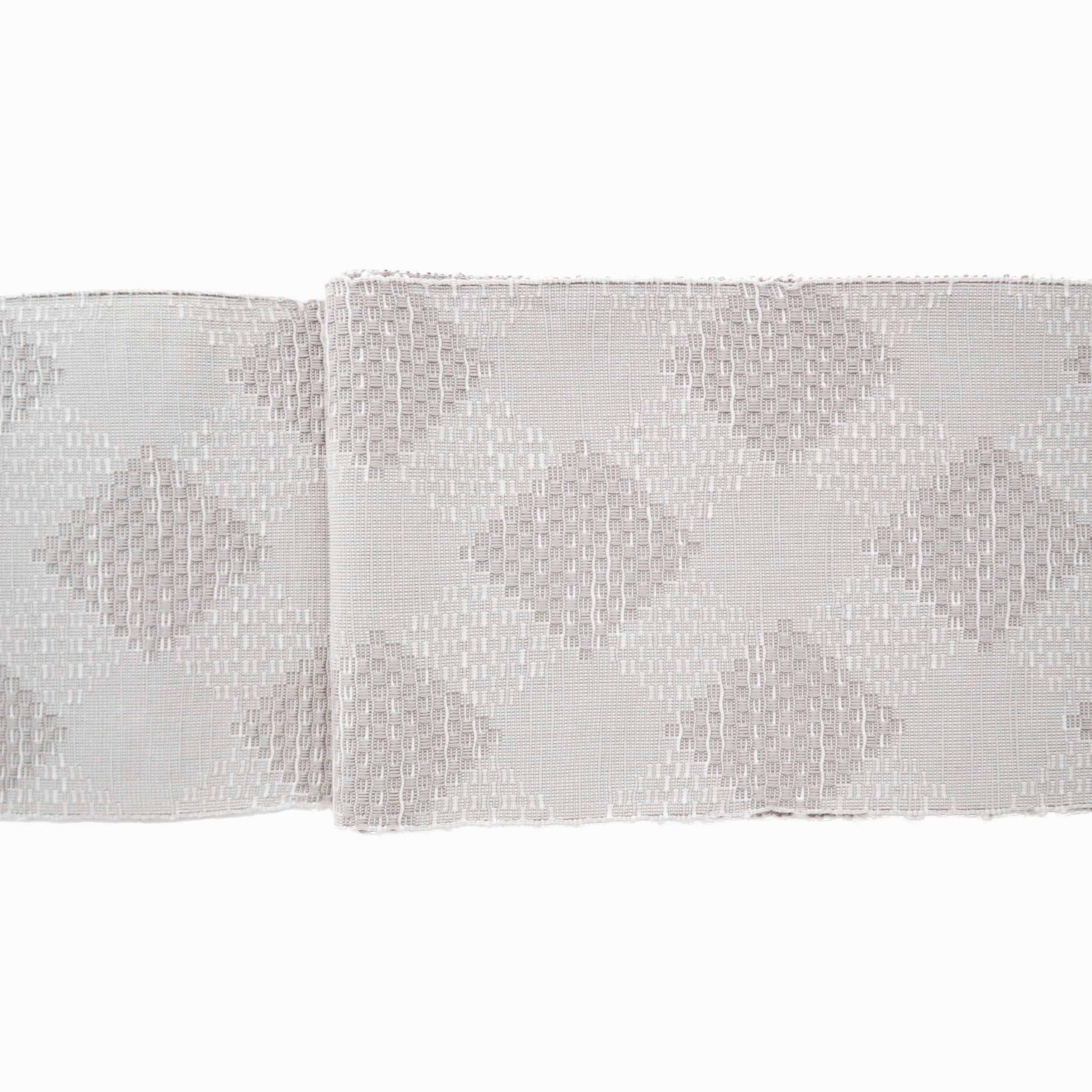 半巾帯 en coton「格子菱（こうしびし）」 snow gray | OLN web shop